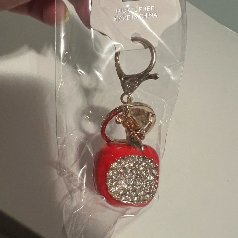 Red Crystal Apple Keychain